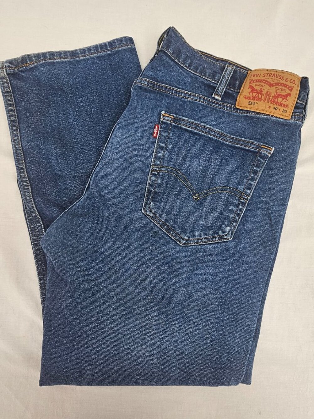 Levi's 514 Straight Fit Jeans Blue Medium Whisker Wash Denim Men's 40x30